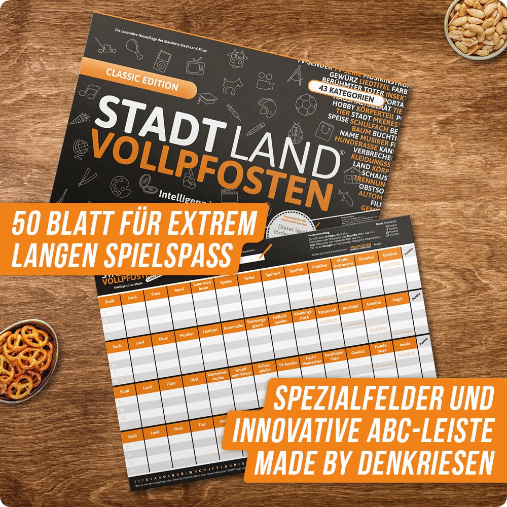 Spar-Set Marie | Stadt Land Vollpfosten® A3 Spielblock + HANGMAN® - Classic Edition