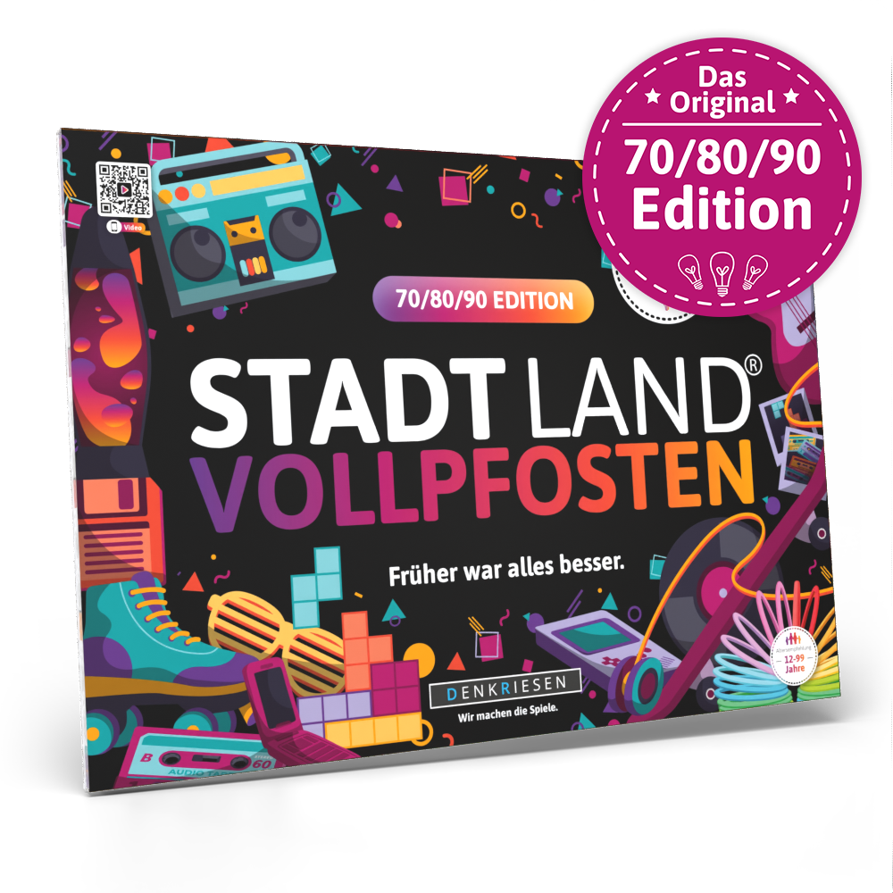 Stadt Land Vollpfosten® Spielblock | 70/80/90 Edition