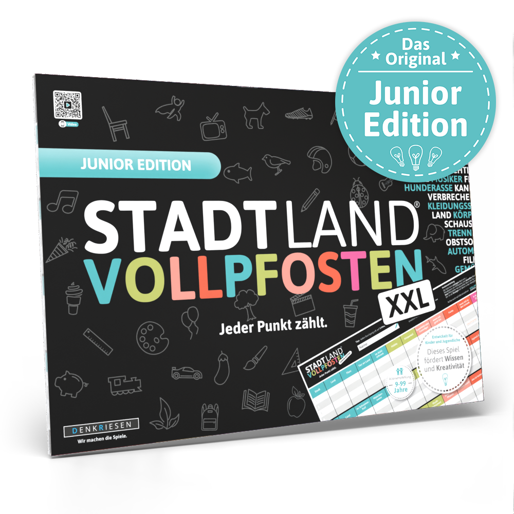 Stadt Land Vollpfosten® A3 Spielblock | Junior Edition