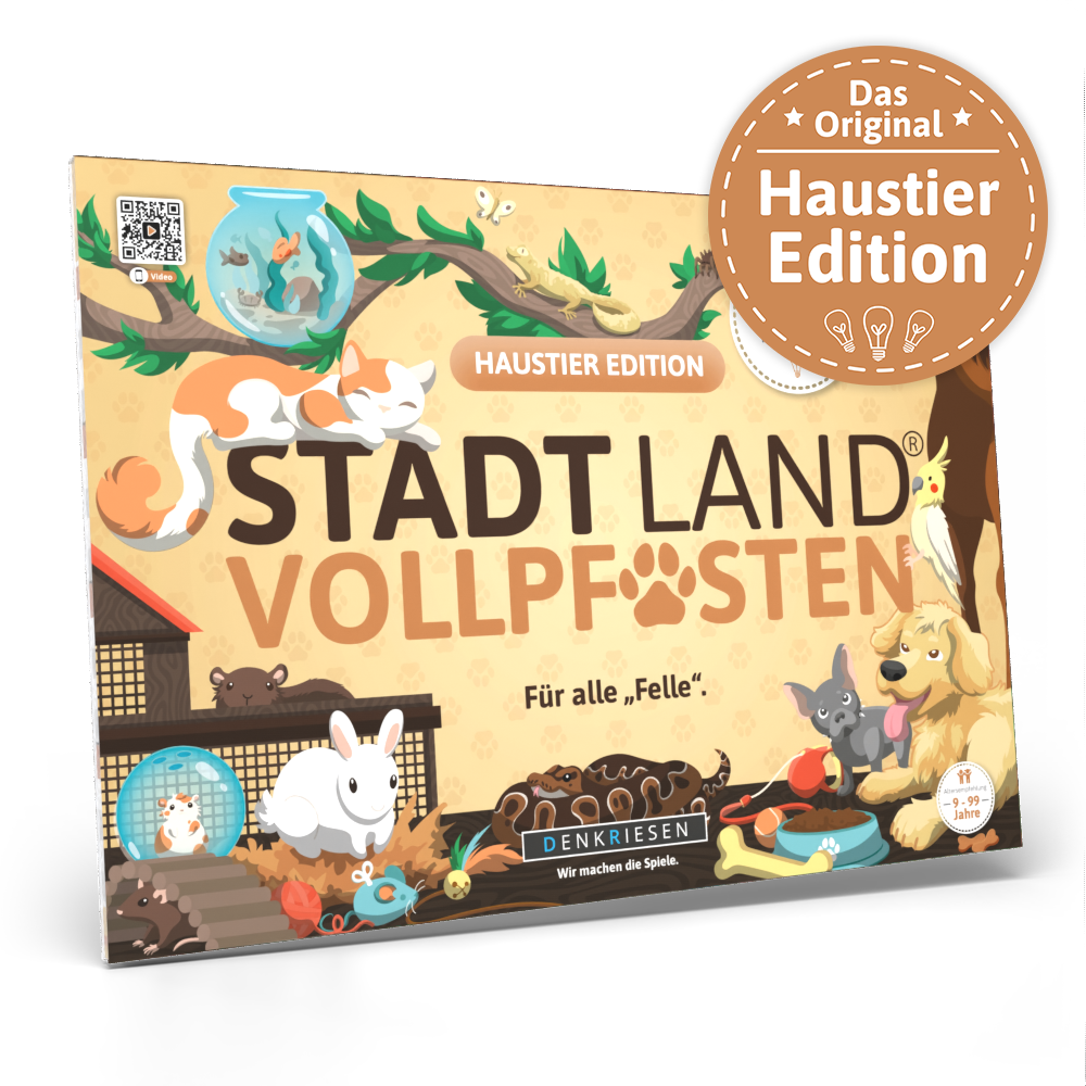 Stadt Land Vollpfosten® Spielblock | Haustier Edition