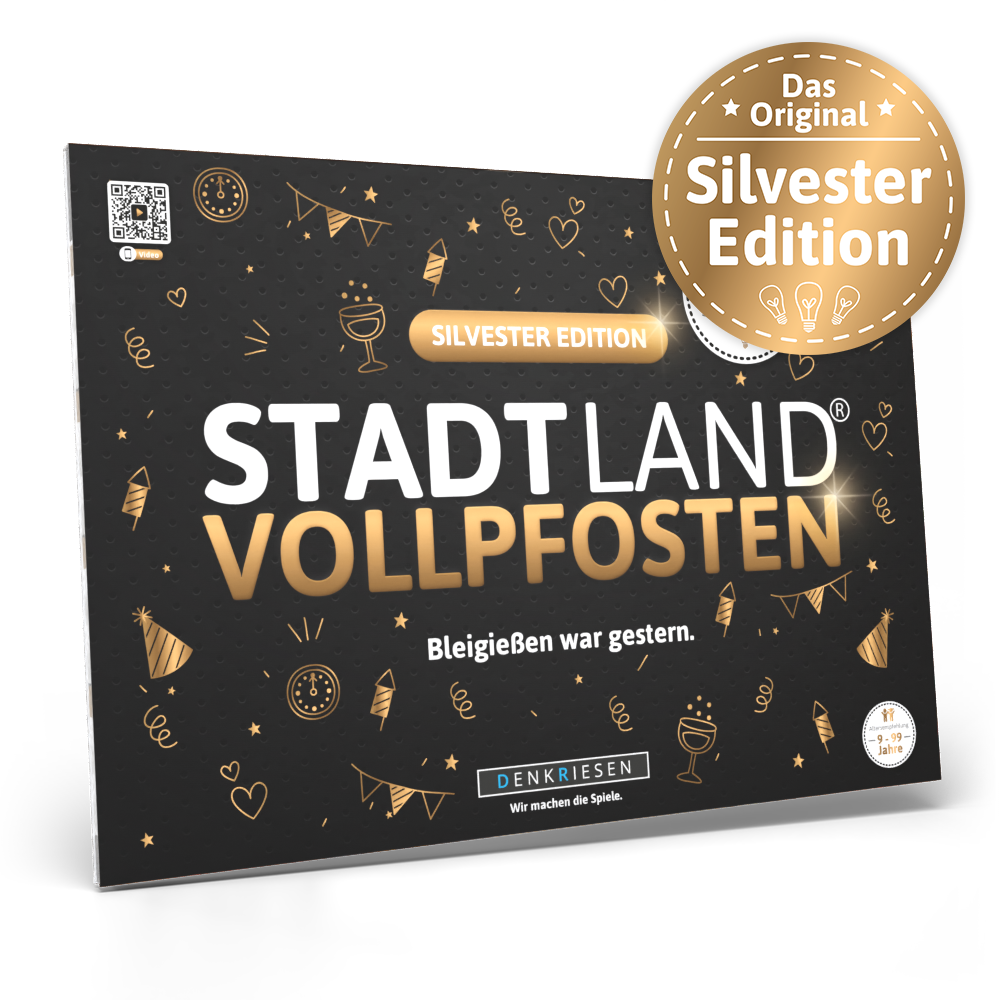 Stadt Land Vollpfosten® Spielblock | Silvester Edition