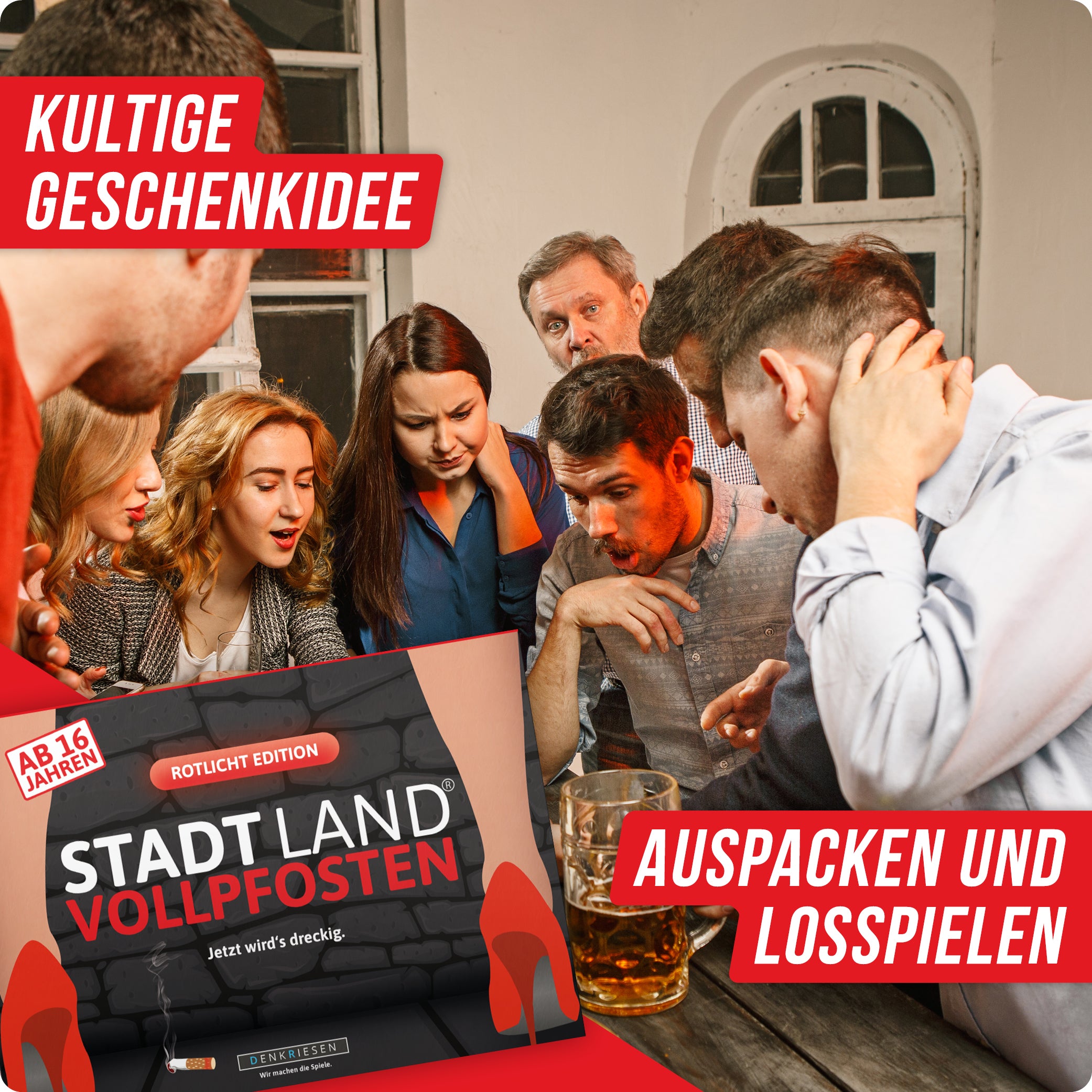 Stadt Land Vollpfosten® Rotlicht Edition – "Jetzt wird's dreckig." | A4 Spielblock