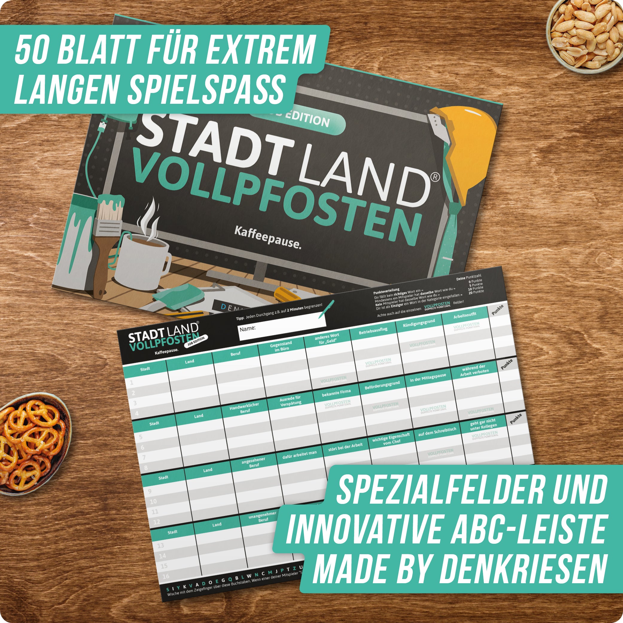 Stadt Land Vollpfosten® Job Edition – "Kaffeepause." | A4 Spielblock