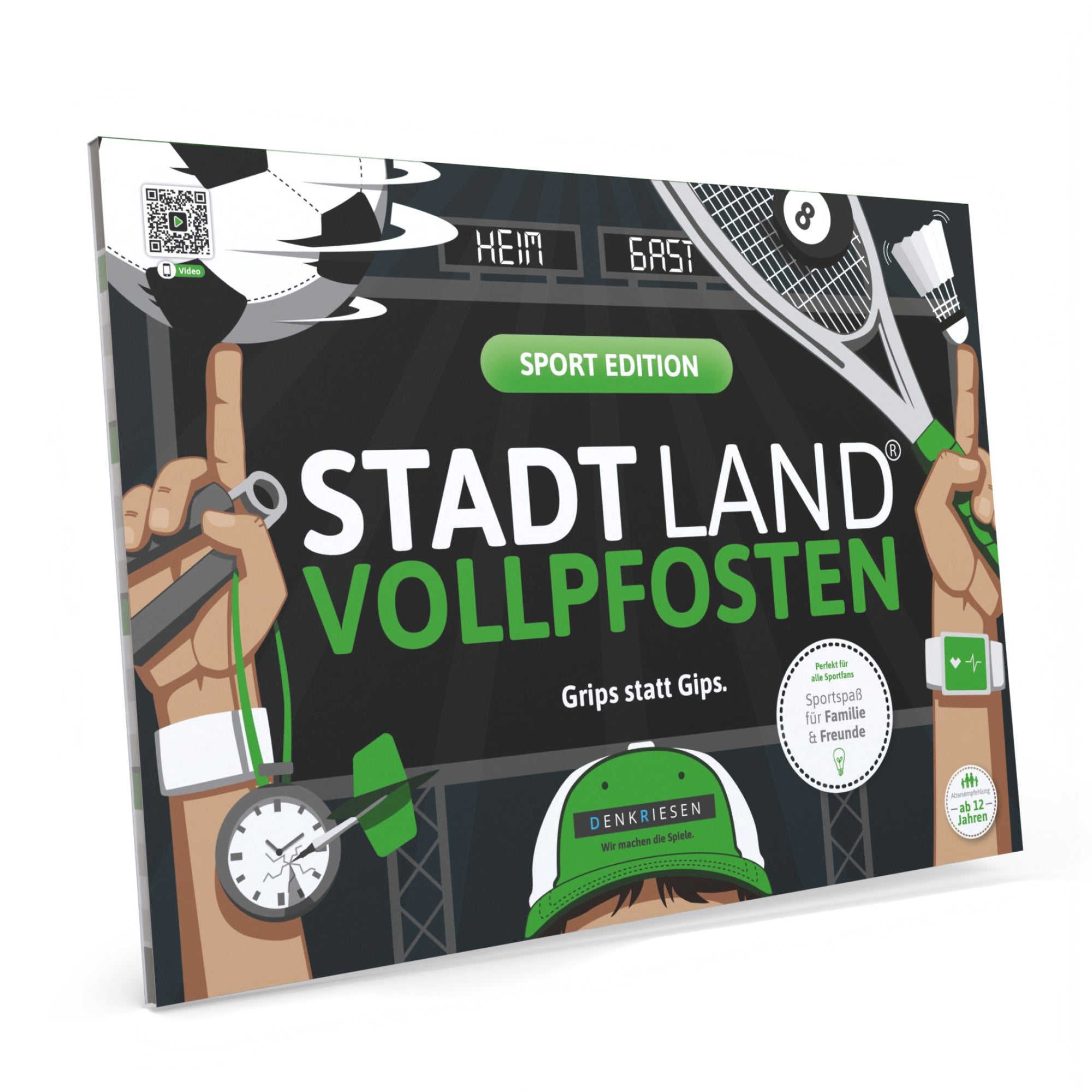 Stadt Land Vollpfosten® Sport Edition – "Grips statt Gips." | A4 Spielblock