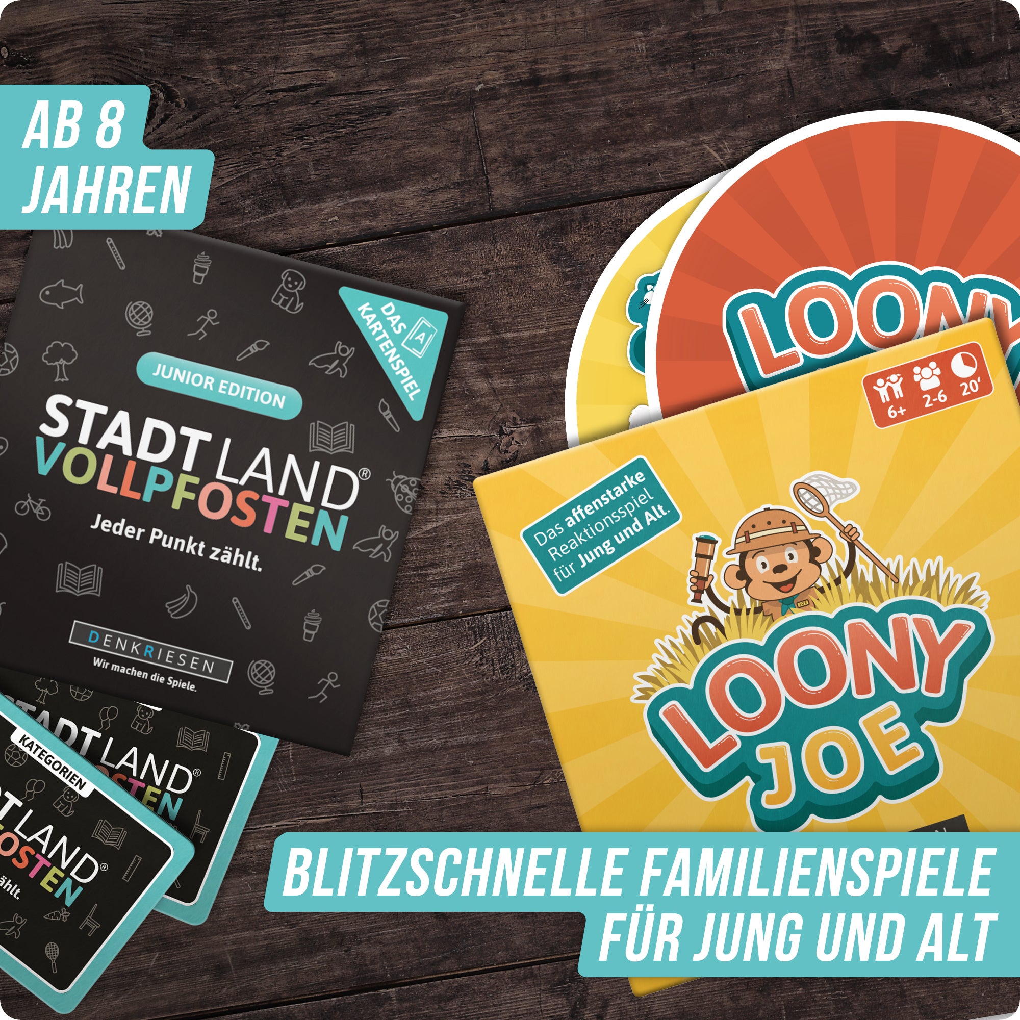 Spar-Set Julian |  Stadt Land Vollpfosten® Junior Edition - Das Kartenspiel | Loony Joe®