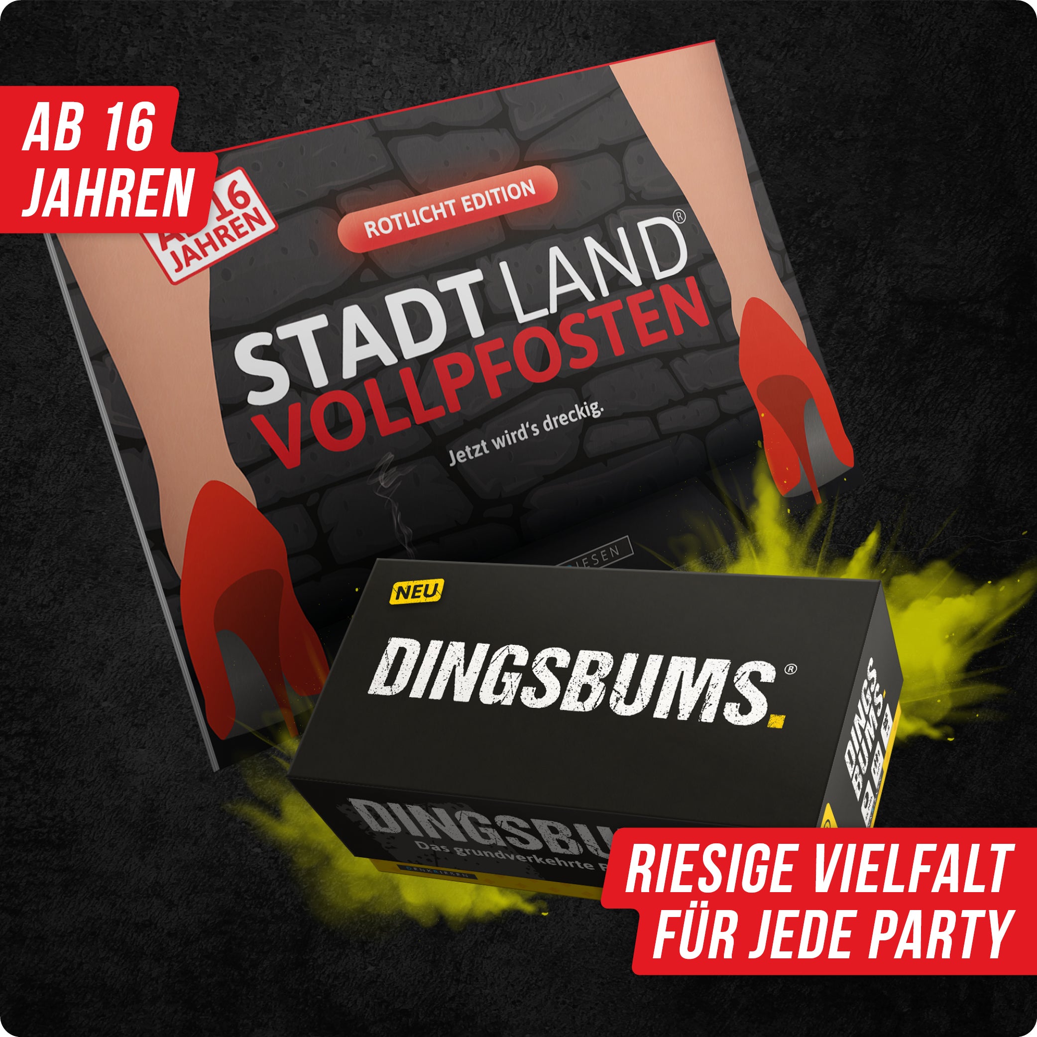 Spar-Set Hasan | DINGSBUMS® | Stadt Land Vollpfosten® Rotlicht Edition - A3 Spielblock