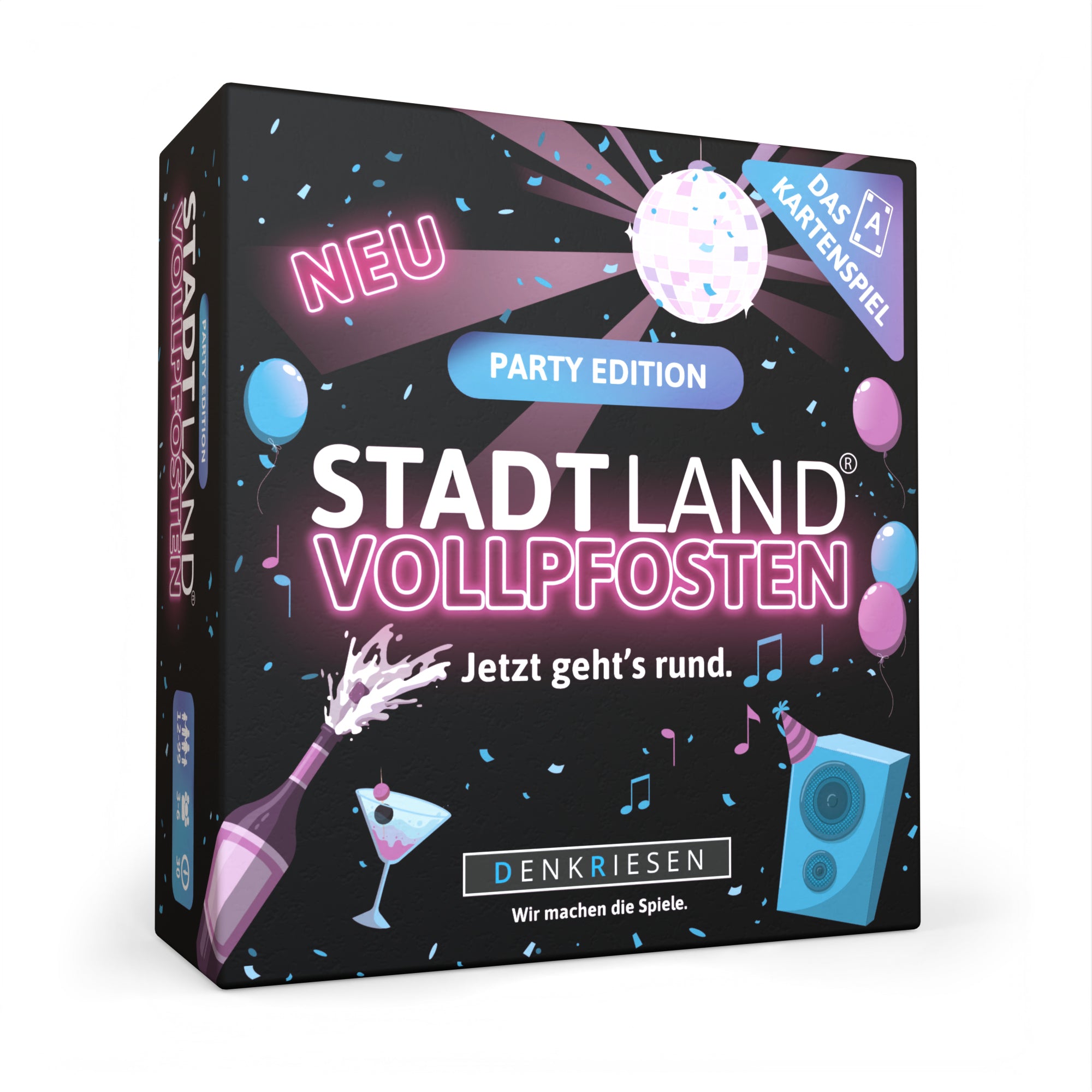 Stadt Land Vollpfosten® Party Edition – "Jetzt geht's rund." | Das Kartenspiel