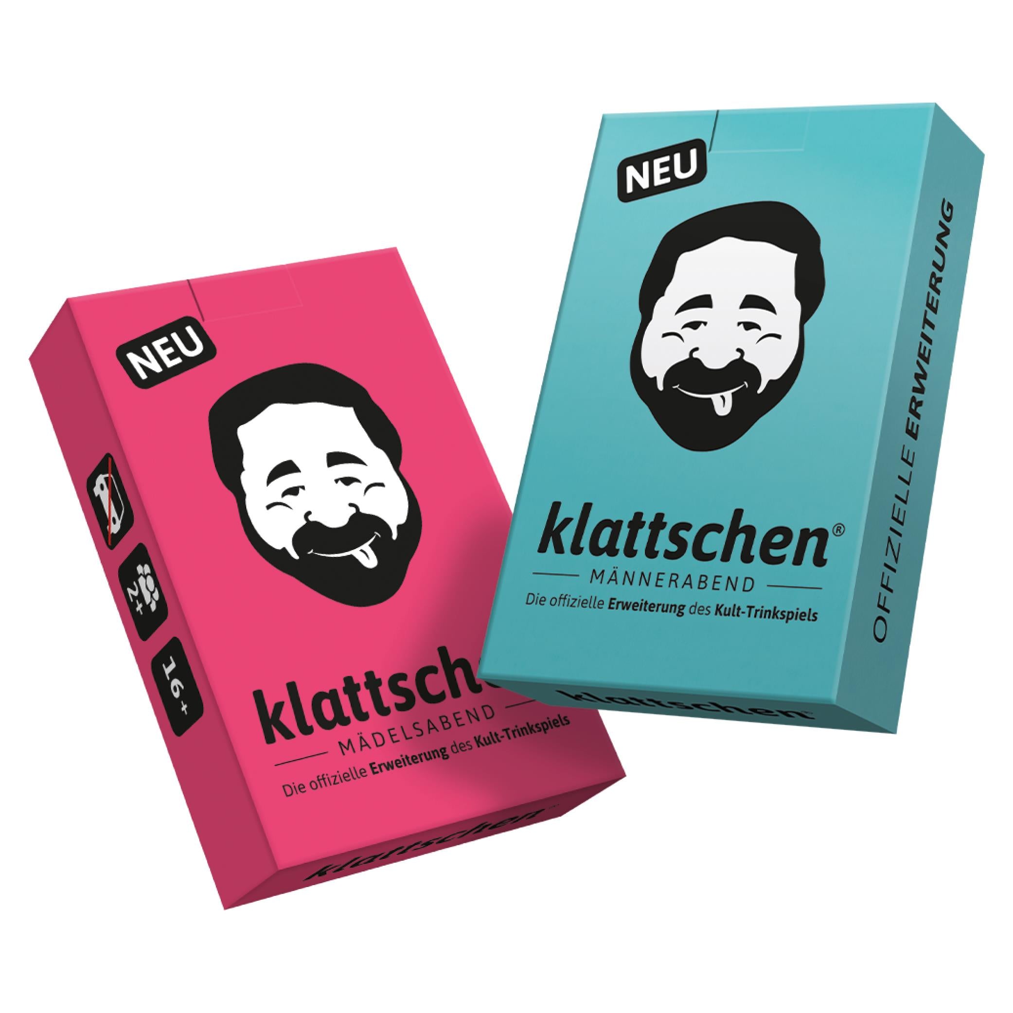 Spar-Set Leo - klattschen® Doppelpack - klattschen Mädelsabend & klattschen Männerabend Spielkartenkarton