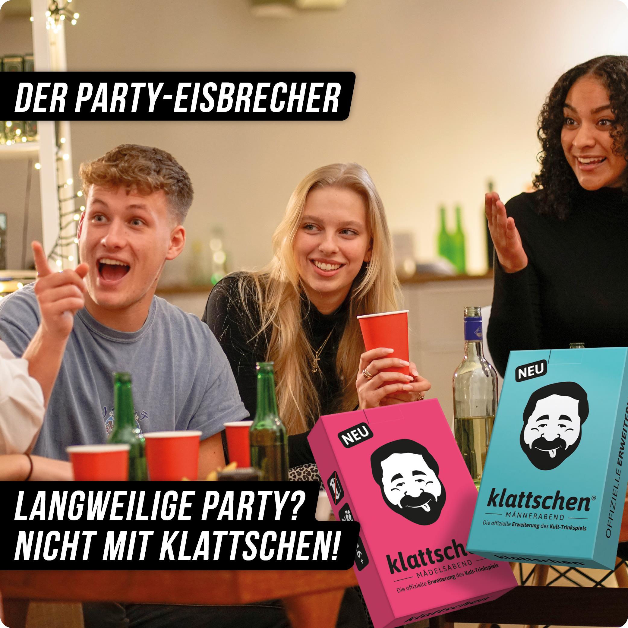 Spar-Set Leo - klattschen® Doppelpack - klattschen Mädelsabend & klattschen Männerabend Spielkartenkarton