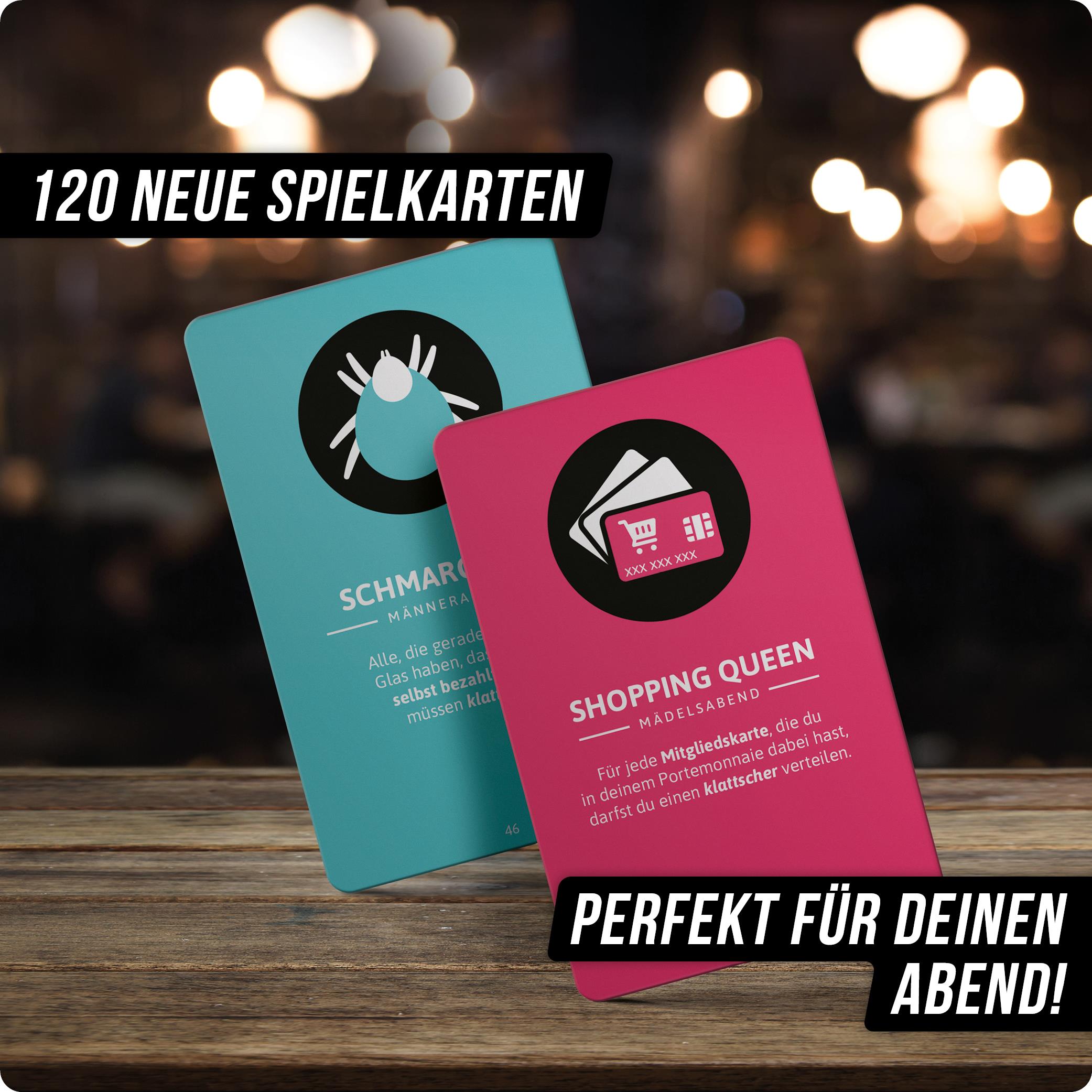 Spar-Set Leo - klattschen® Doppelpack - klattschen Mädelsabend & klattschen Männerabend Spielkartenkarton