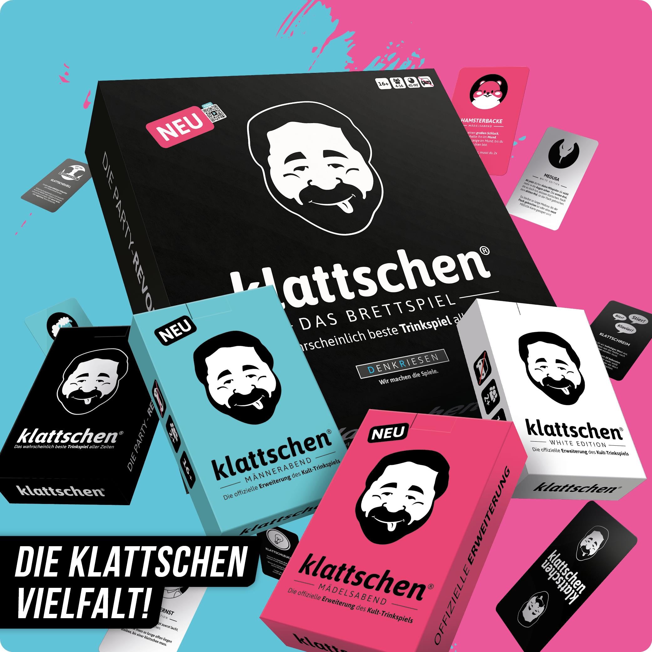 Spar-Set Leo - klattschen® Doppelpack - klattschen Mädelsabend & klattschen Männerabend Spielkartenkarton