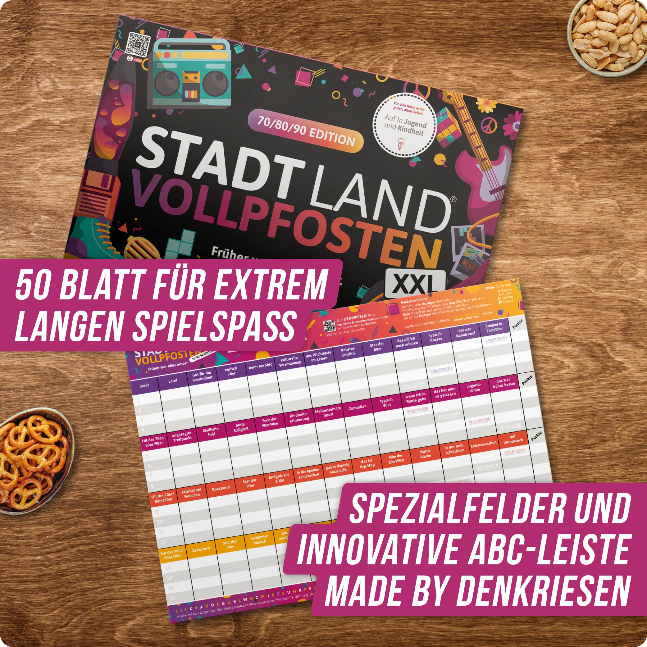 Stadt Land Vollpfosten® 70/80/90 Edition – "Früher war alles besser." | A3 Spielblock