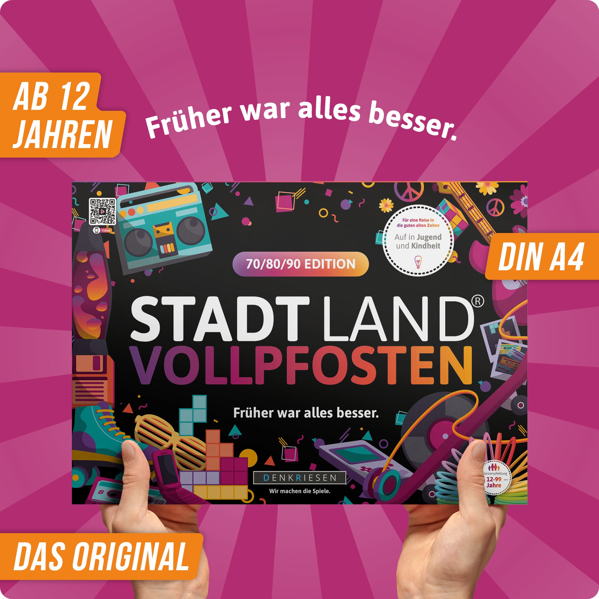 Stadt Land Vollpfosten® 70/80/90 Edition – "Früher war alles besser." | A4 Spielblock