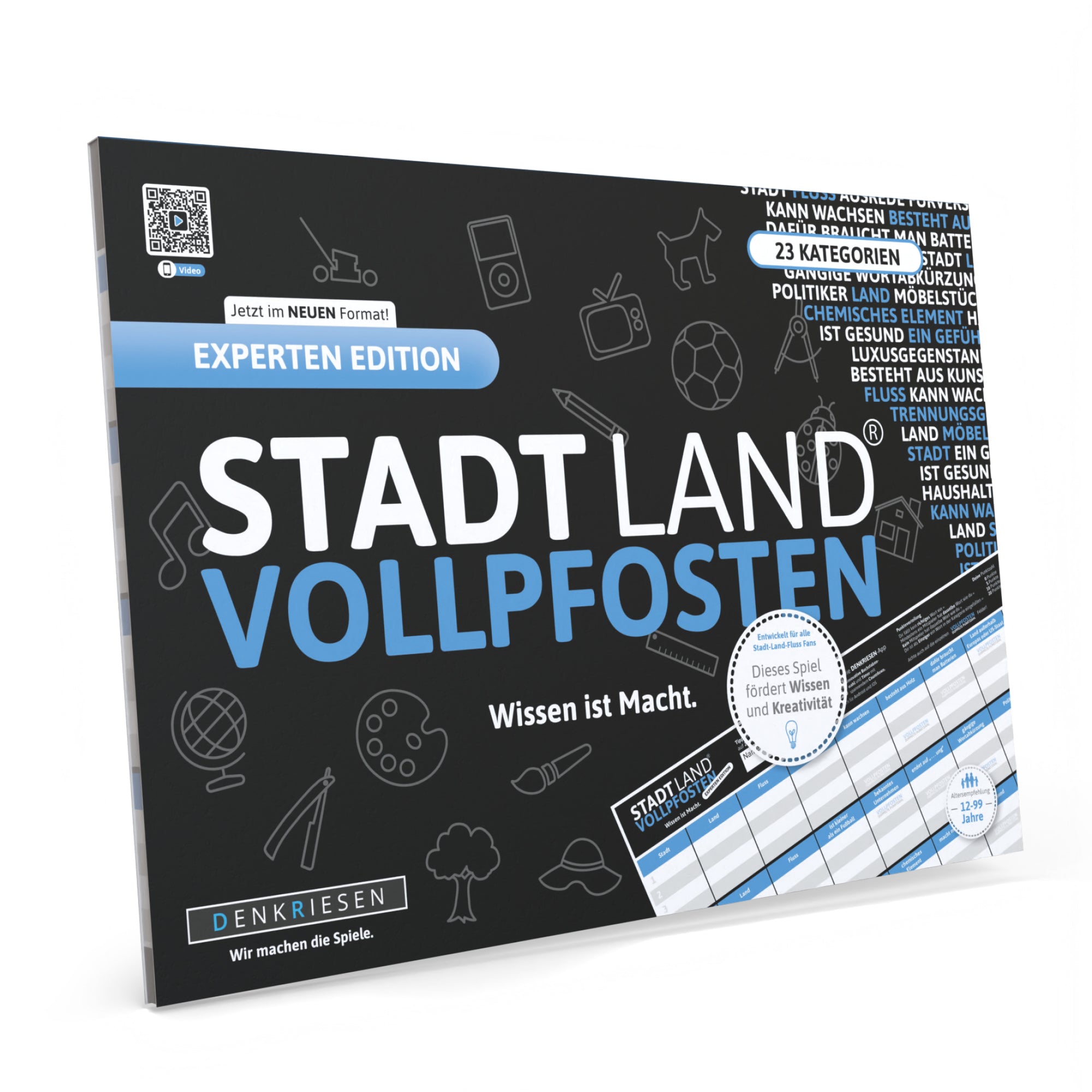 Stadt Land Vollpfosten® Experten Edition – "Wissen ist Macht." | A4 Spielblock