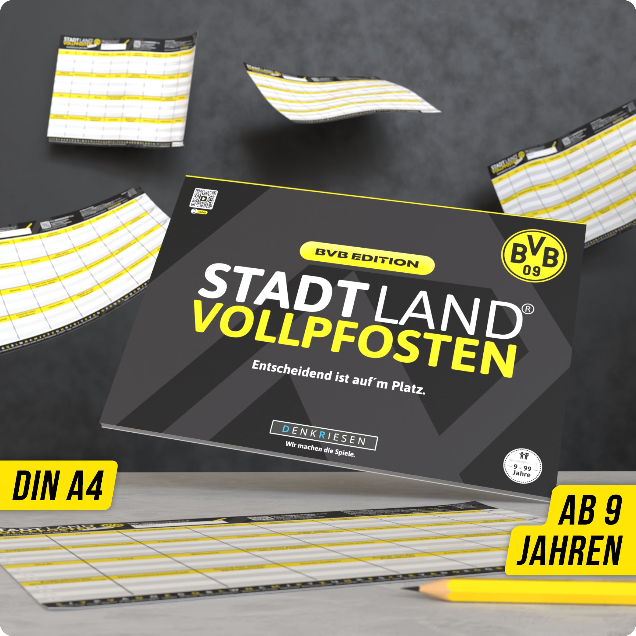Stadt Land Vollpfosten® BVB Edition – "Entscheidend ist auf'm Platz." | A4 Spielblock