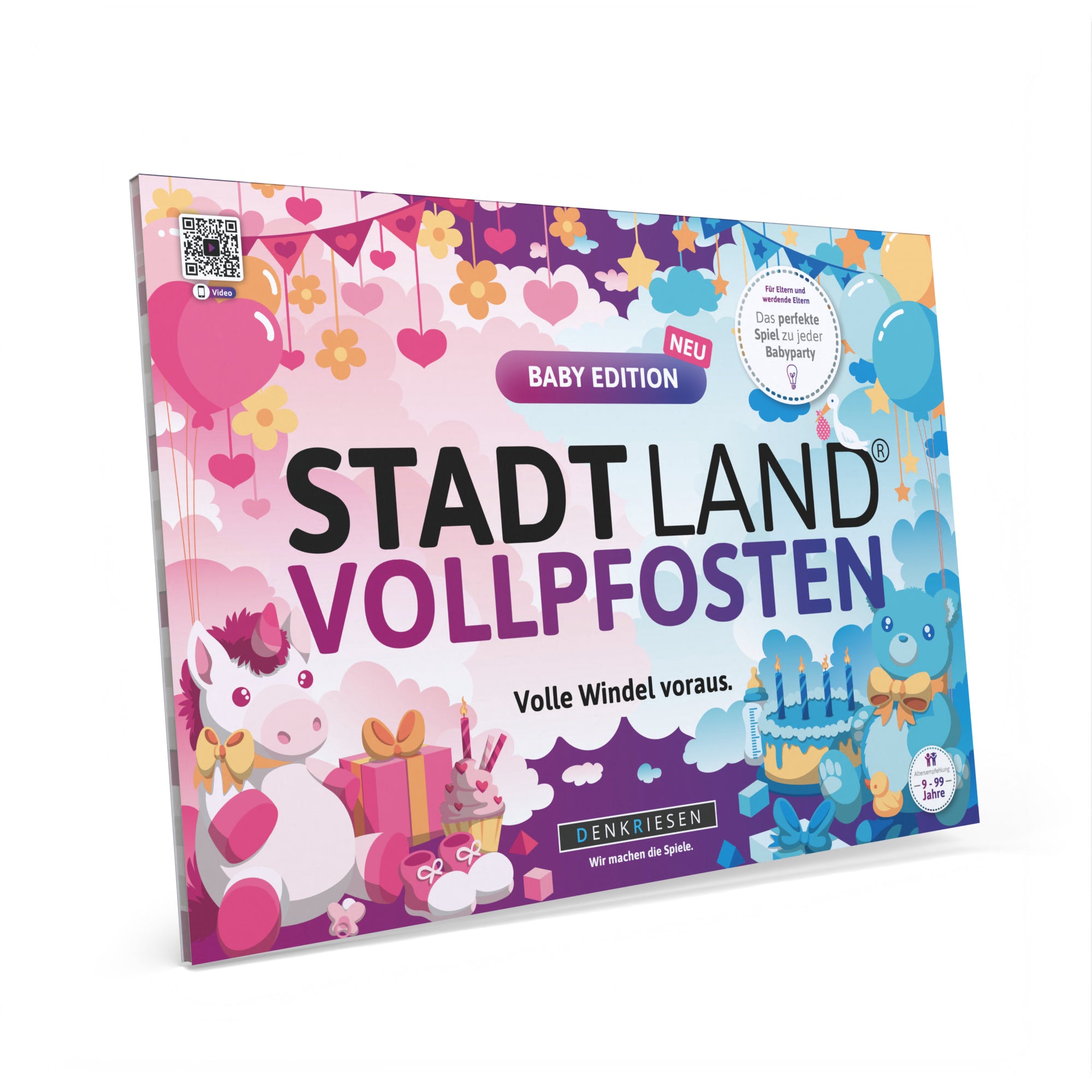 Stadt Land Vollpfosten® Baby Edition – "Volle Windel voraus." | A4 Spielblock
