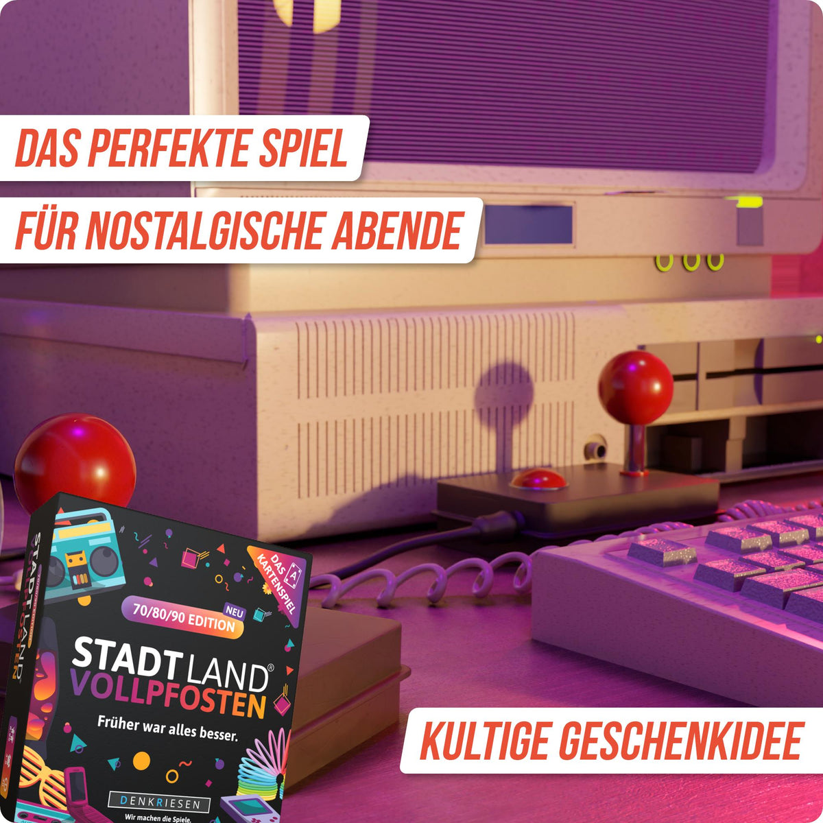 Stadt Land Vollpfosten® Kartenspiel | 70/80/90 Edition