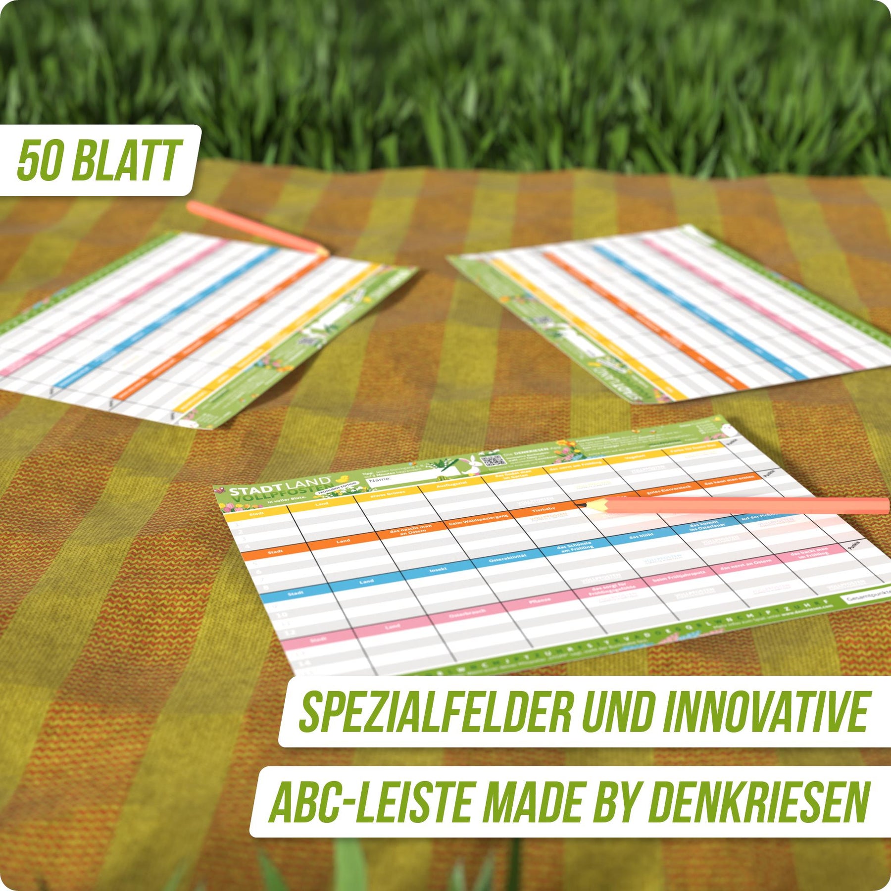 Stadt Land Vollpfosten® Spielblock | Frühlings Edition