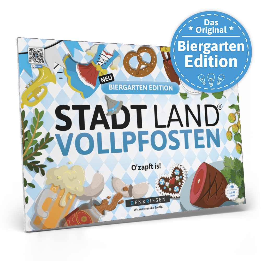 Stadt Land Vollpfosten® Spielblock | Biergarten Edition
