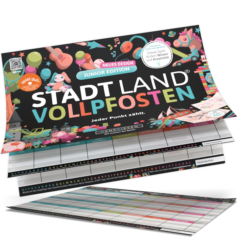 Stadt Land Vollpfosten® Spielblock | Junior Edition