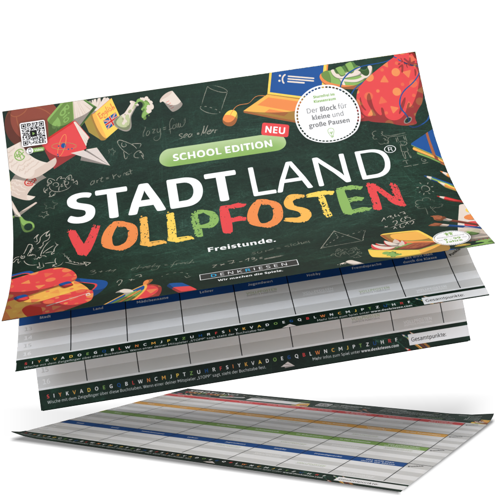 Stadt Land Vollpfosten® Spielblock | School Edition