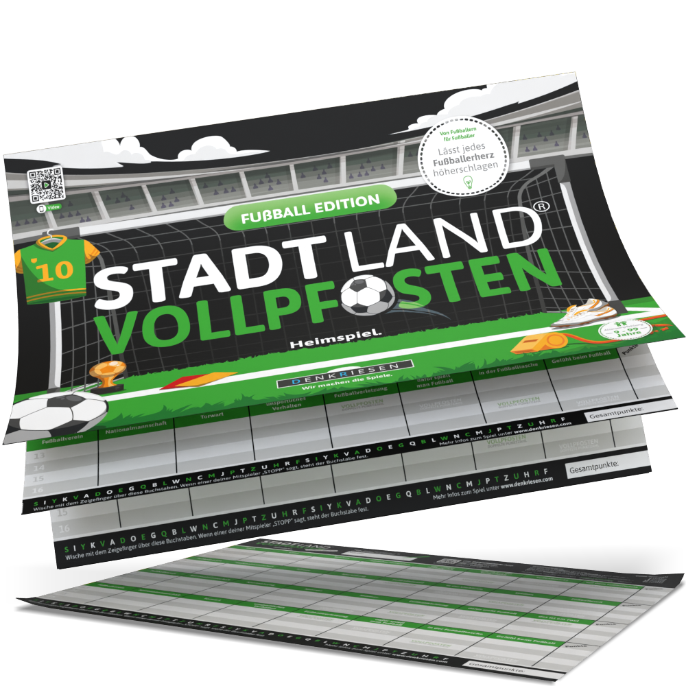 Stadt Land Vollpfosten® Spielblock | Fußball Edition