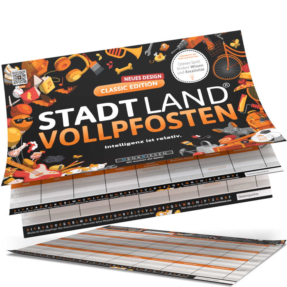 Stadt Land Vollpfosten® Spielblock | Classic Edition