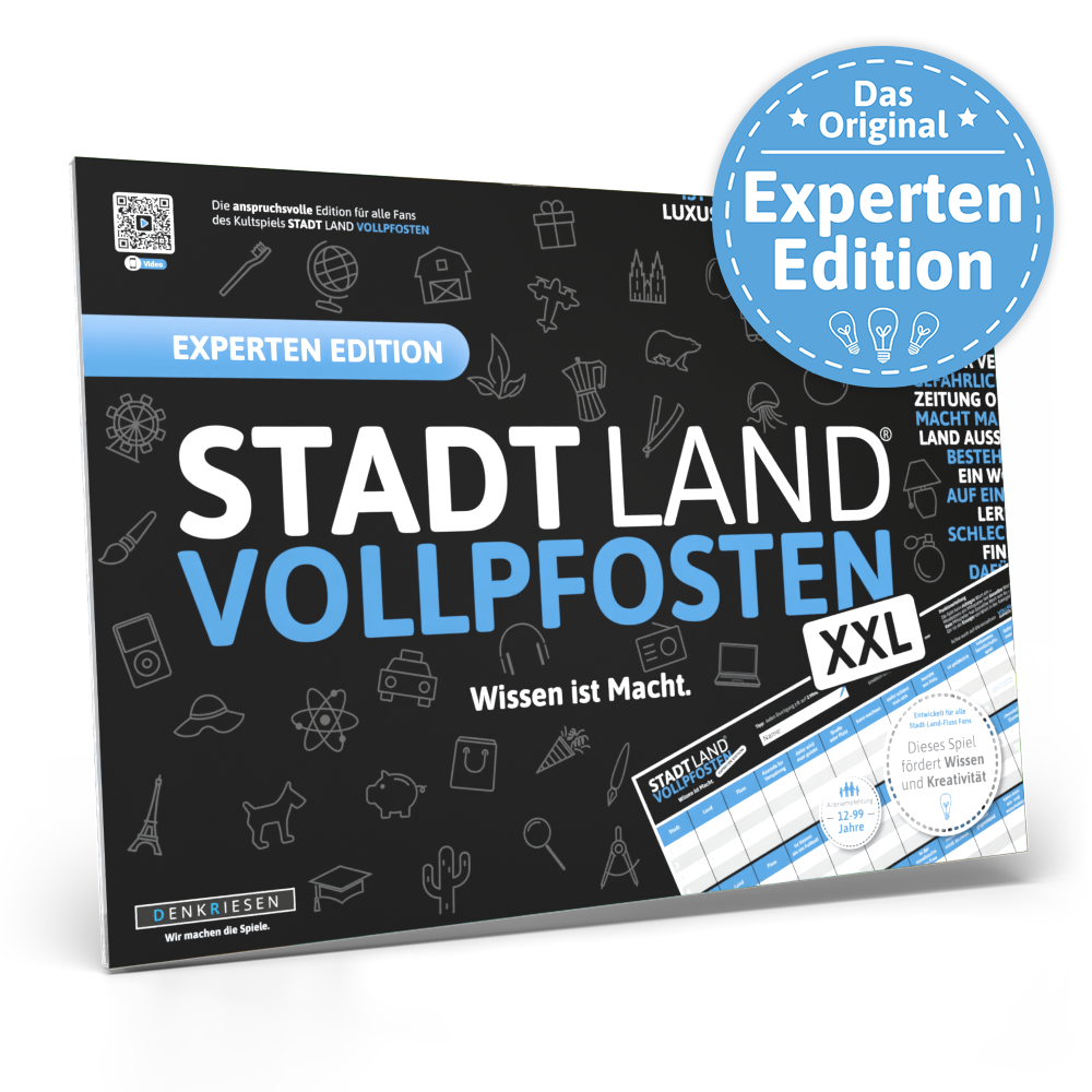 Stadt Land Vollpfosten® A3 Spielblock | Experten Edition