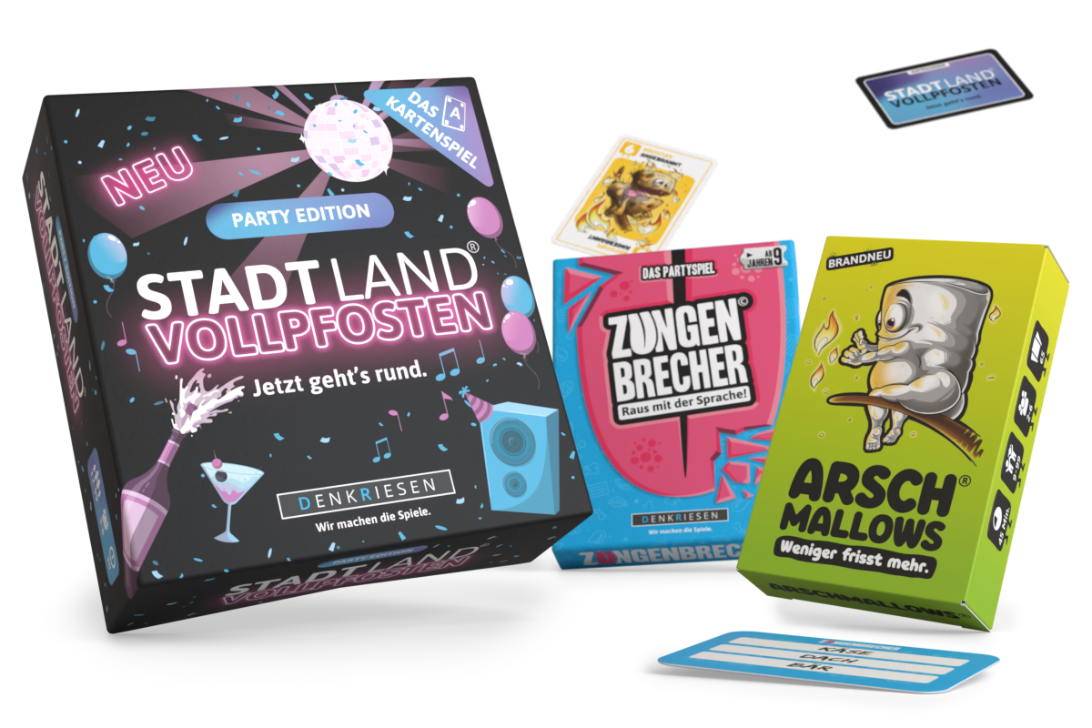 Bestseller-Spiele: Stadt Land Vollpfosten Party Edition, Zungenbrecher und Arschmallow