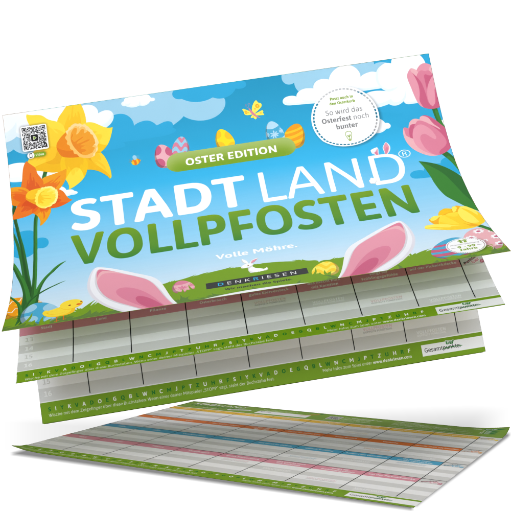 Stadt Land Vollpfosten® Spielblock | Oster Edition