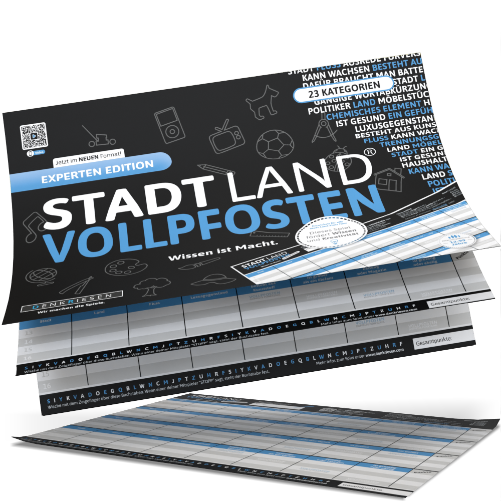 Stadt Land Vollpfosten® Spielblock | Experten Edition
