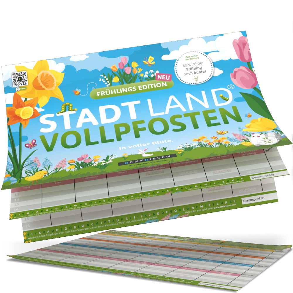 Stadt Land Vollpfosten® Spielblock | Frühlings Edition