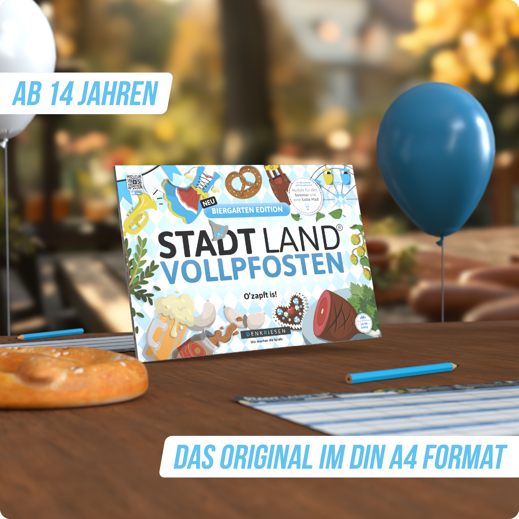 Stadt Land Vollpfosten® Spielblock | Biergarten Edition