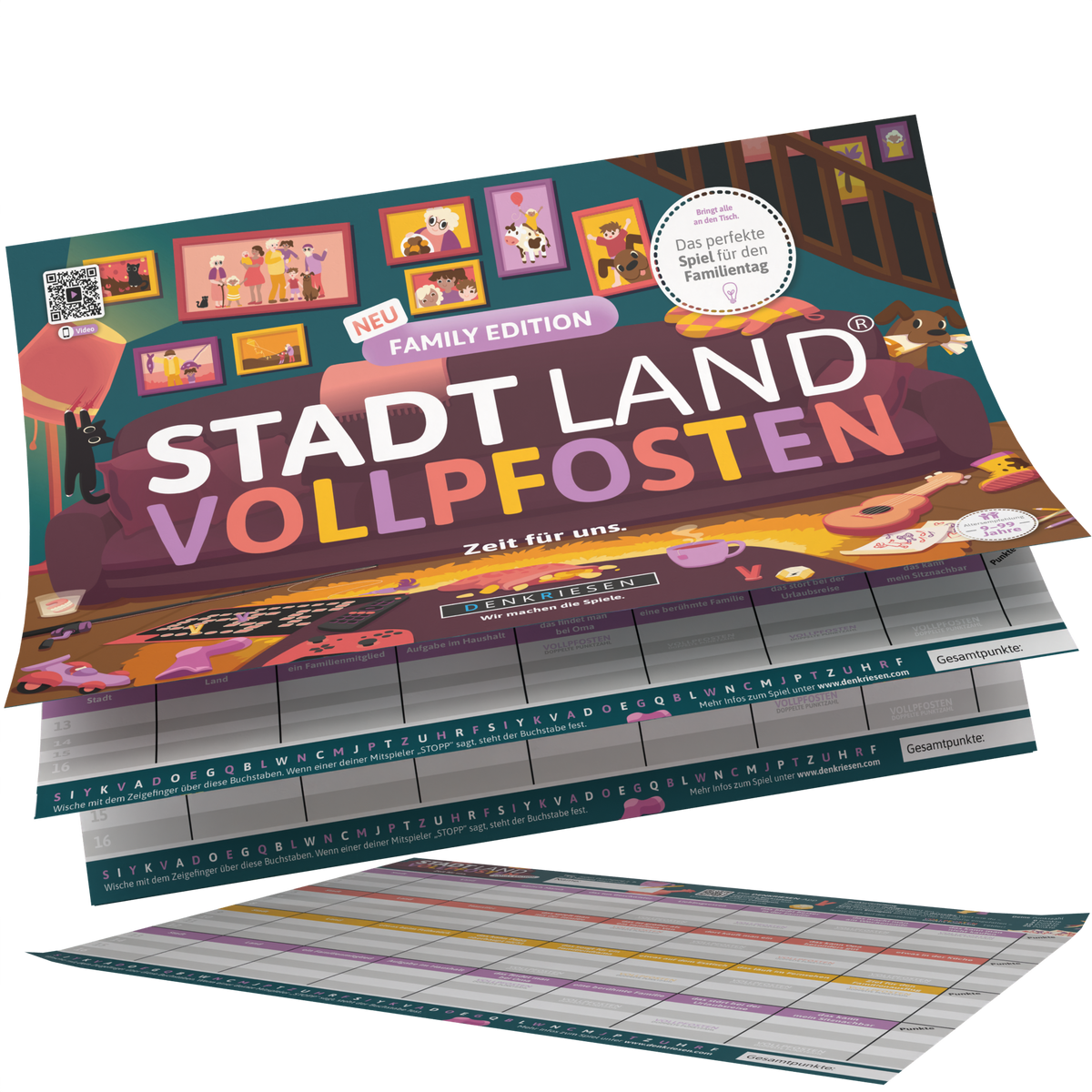 Stadt Land Vollpfosten® Spielblock | Family Edition