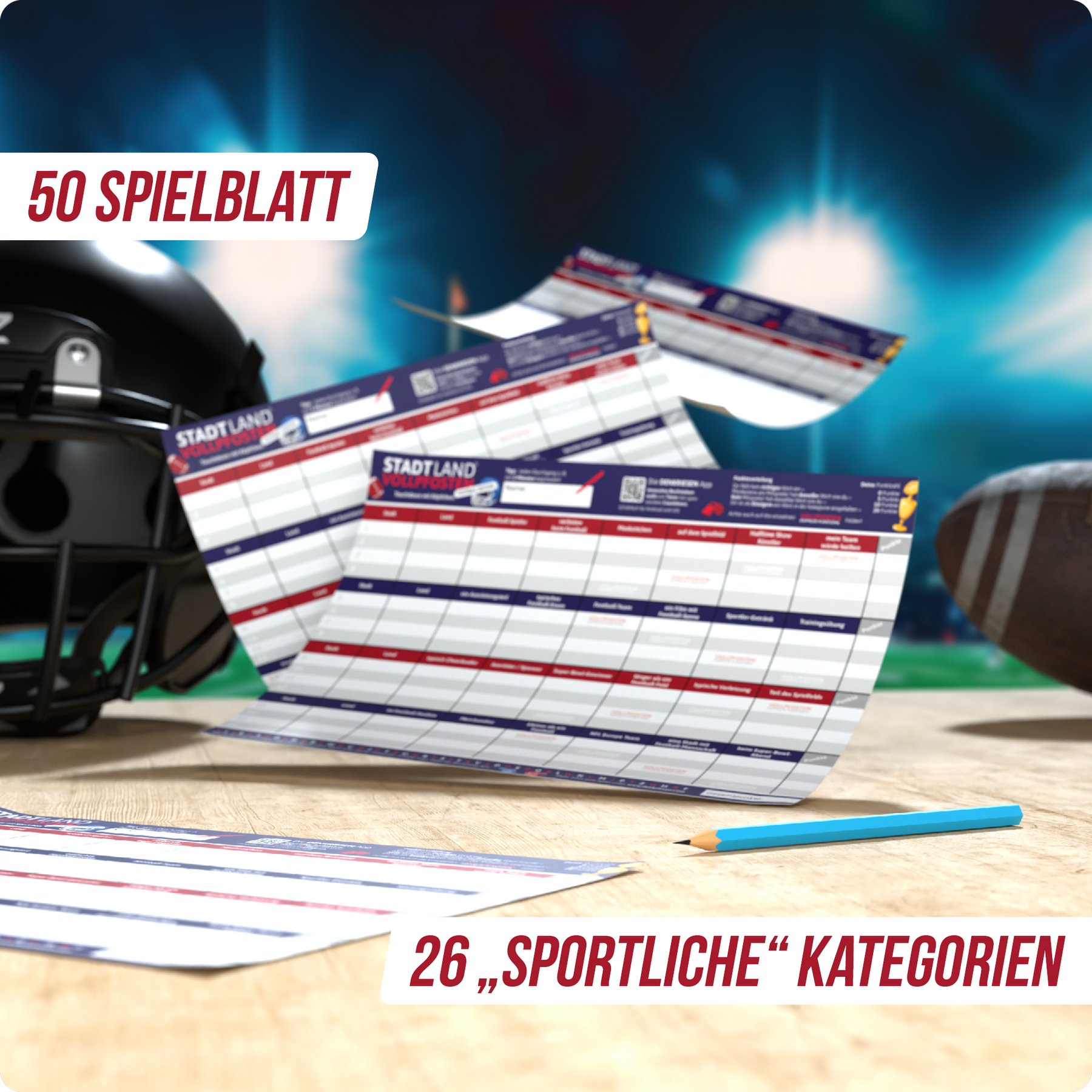 Stadt Land Vollpfosten® Spielblock | Football Edition