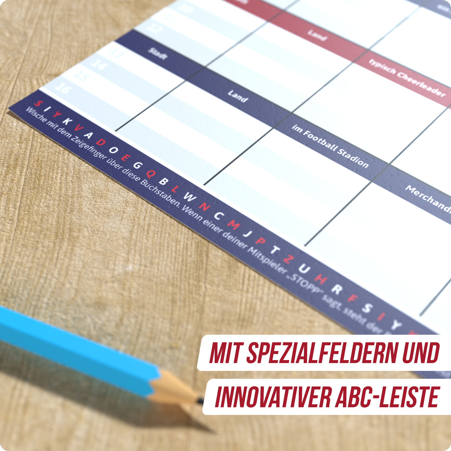 Stadt Land Vollpfosten® Spielblock | Football Edition