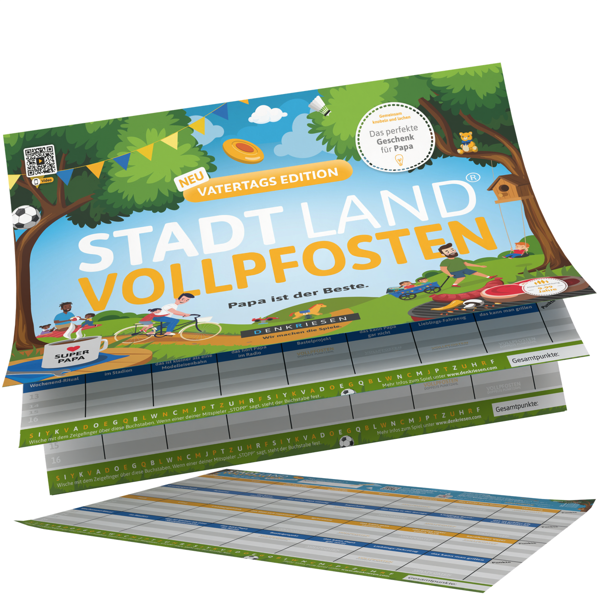 Stadt Land Vollpfosten® Spielblock | Vatertags Edition