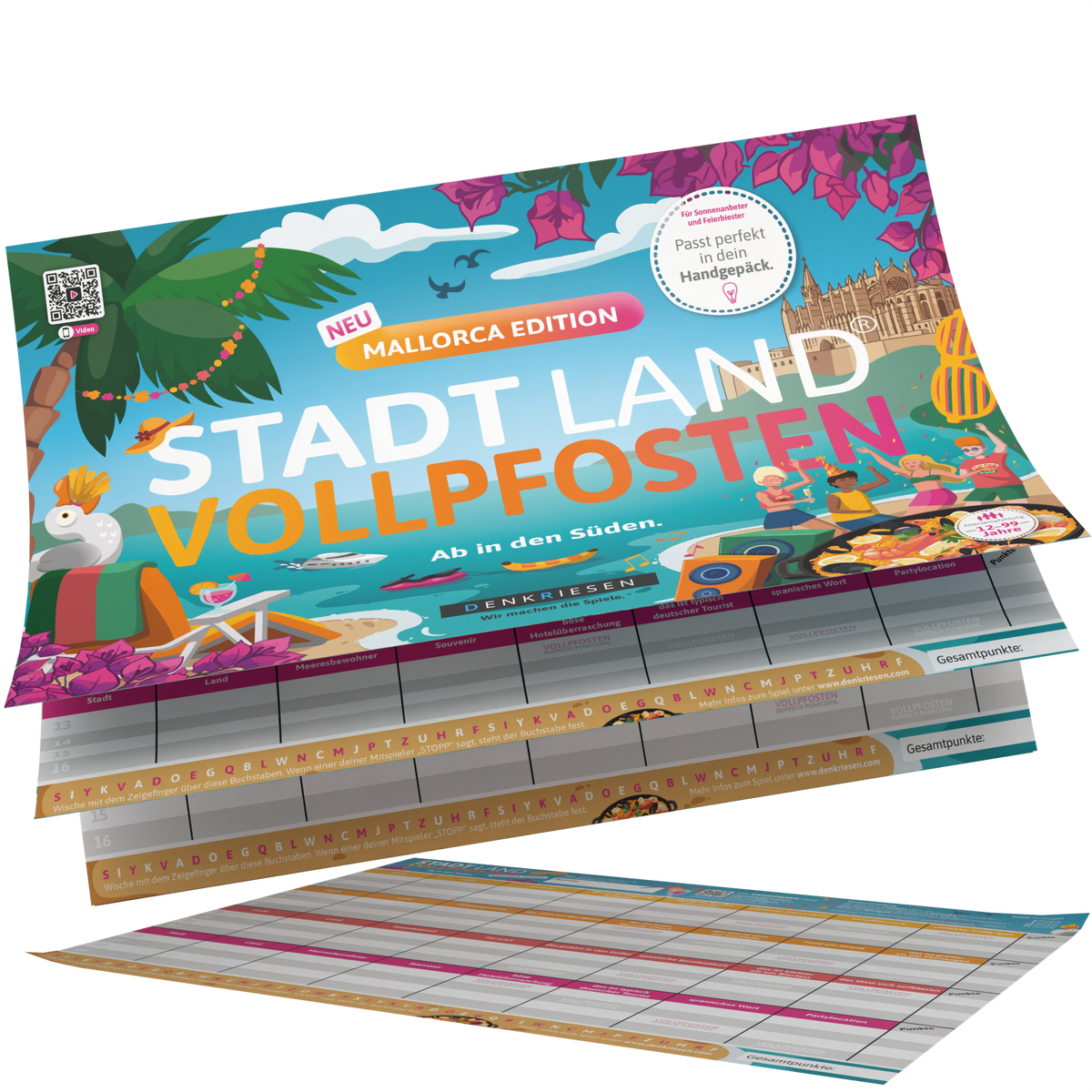 Stadt Land Vollpfosten® Spielblock | Mallorca Edition