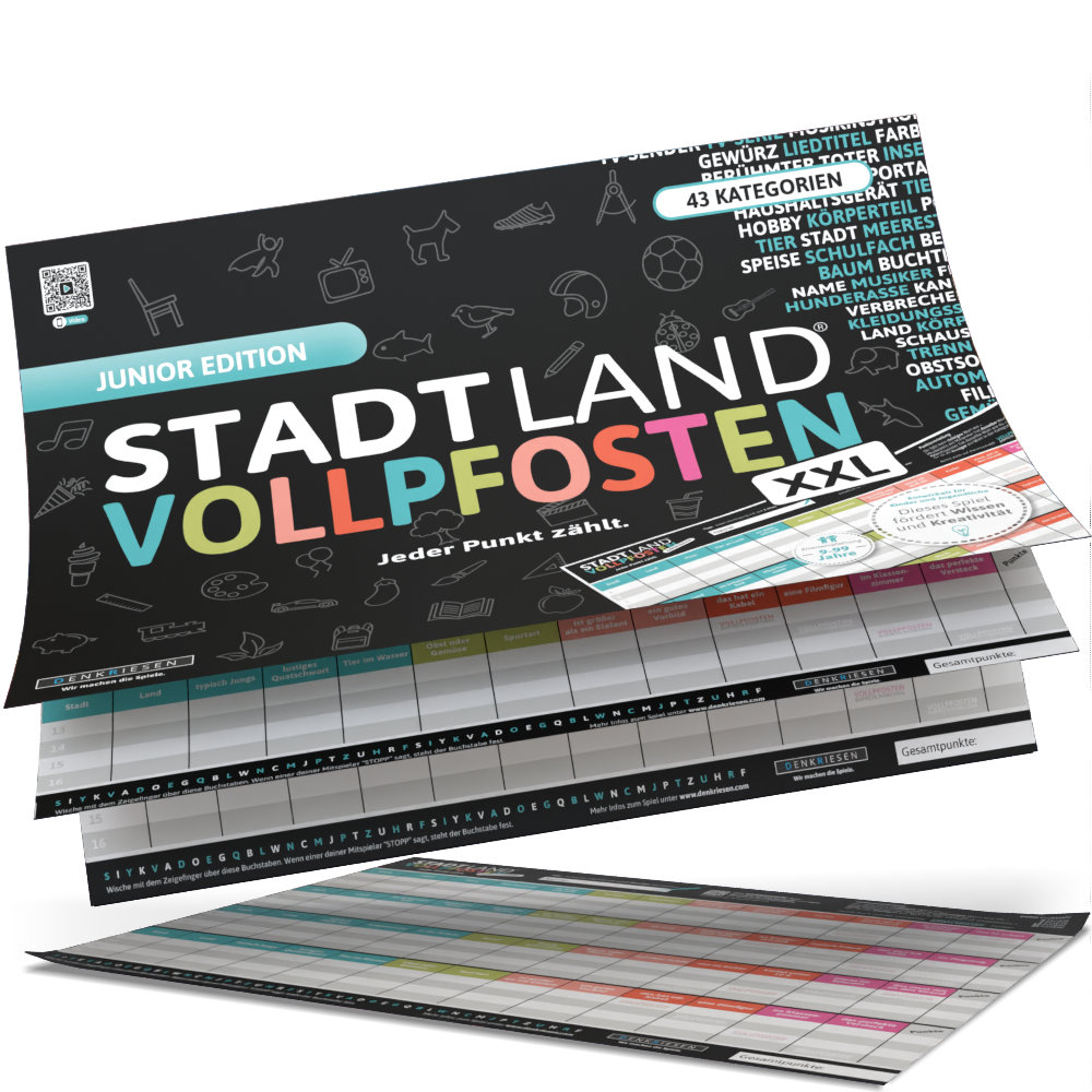 Stadt Land Vollpfosten® A3 Spielblock | Junior Edition
