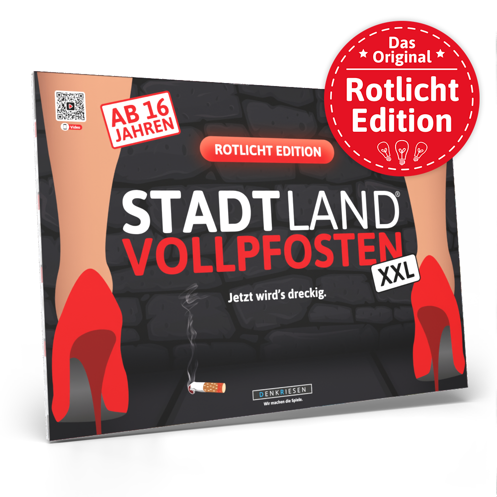 Stadt Land Vollpfosten® A3 Spielblock | Rotlicht Edition