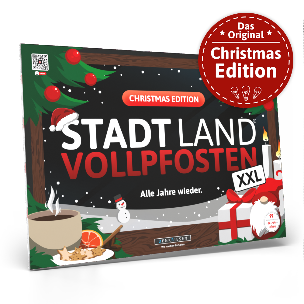 Stadt Land Vollpfosten® A3 Spielblock | Christmas Edition
