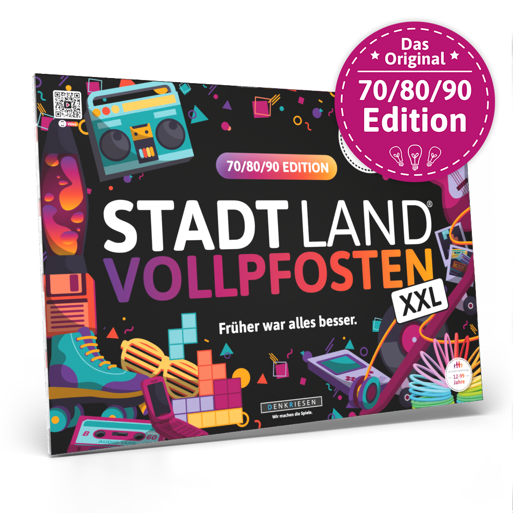 Stadt Land Vollpfosten® A3 Spielblock | 70/80/90 Edition