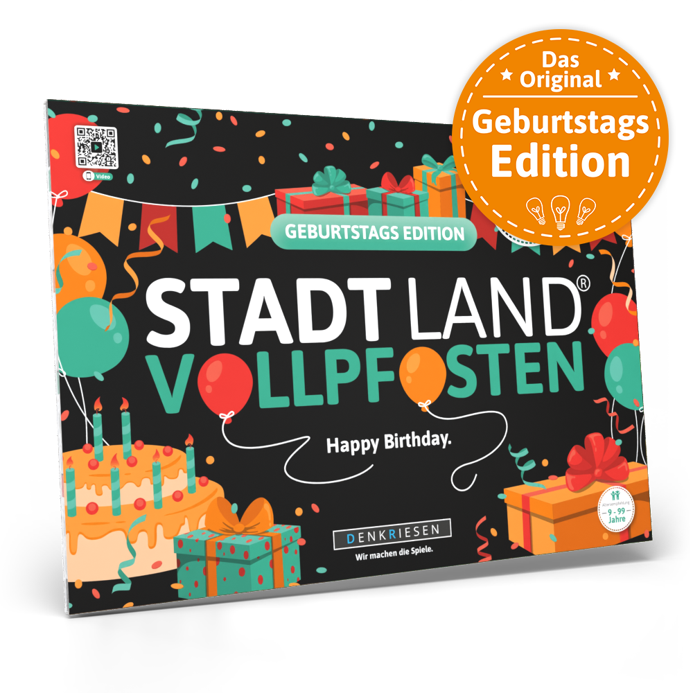 Stadt Land Vollpfosten® Spielblock | Geburtstags Edition