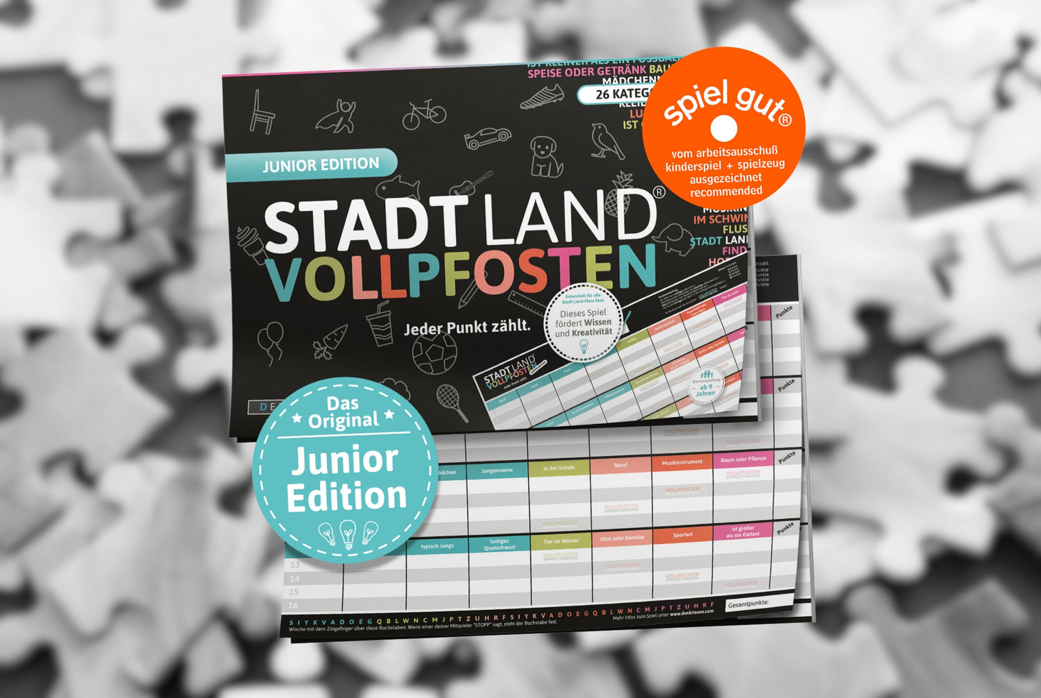 STADT LAND VOLLPFOSTEN - JUNIOR EDITION - SPIEL GUT AUSZEICHNUNG