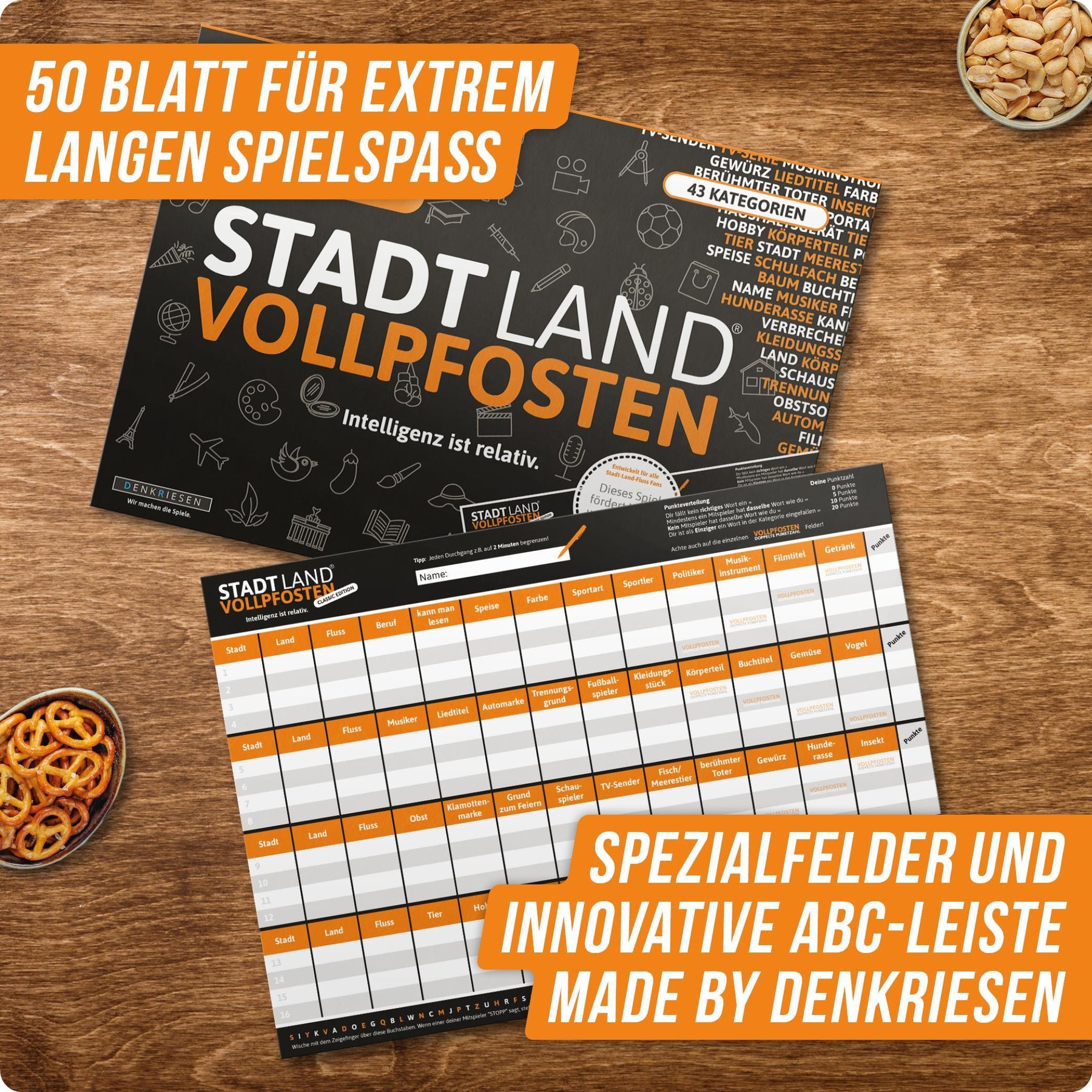Stadt Land Vollpfosten® A3 Spielblock | Classic Edition