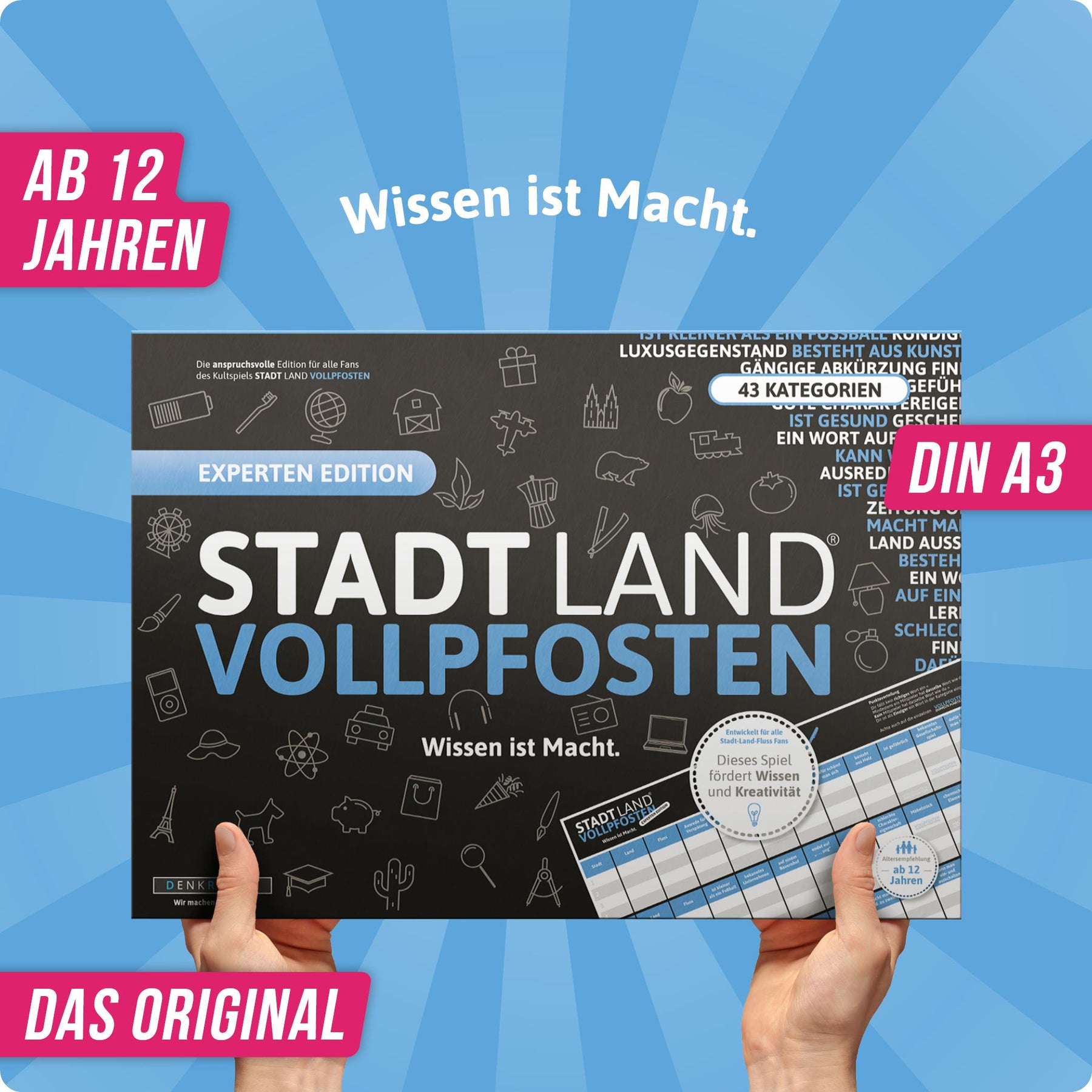 Stadt Land Vollpfosten® A3 Spielblock | Experten Edition