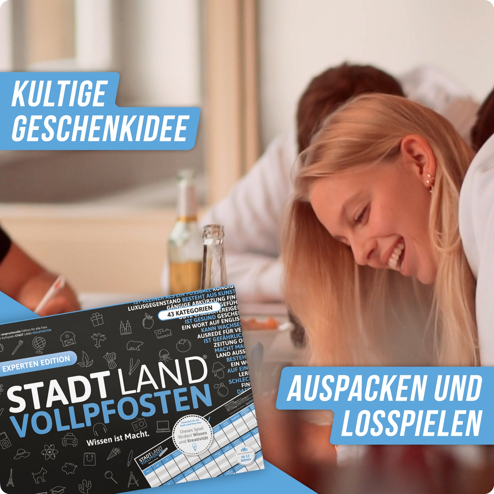 Stadt Land Vollpfosten® Experten Edition – "Wissen ist Macht." | A3 Spielblock