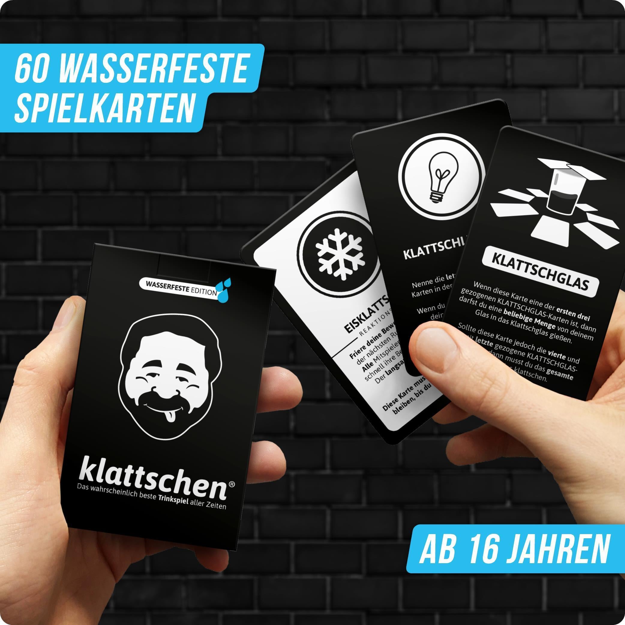 klattschen® - Trinkspiel - WASSERFESTE EDITION - Das wahrscheinlich beste Trinkspiel aller Zeiten