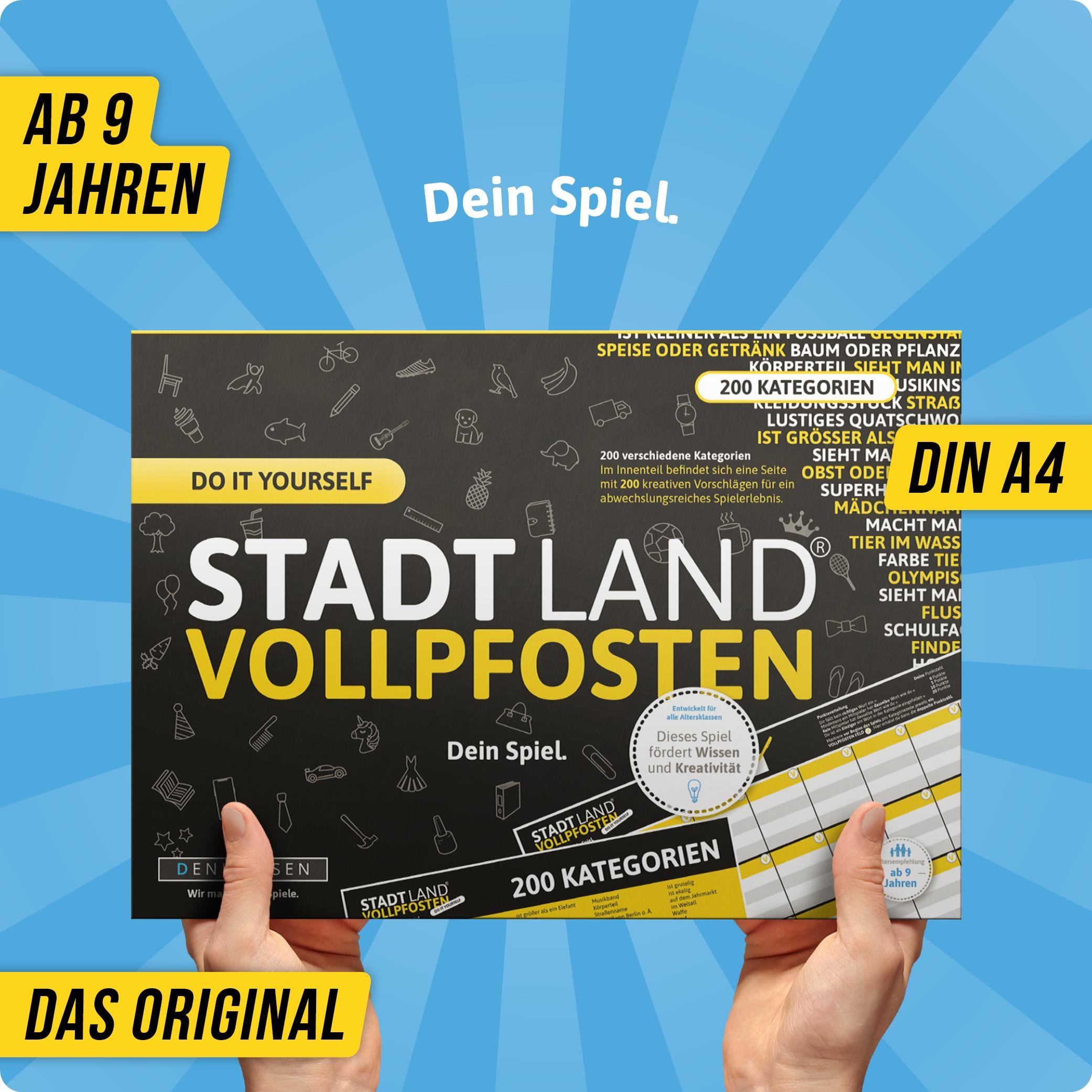 Stadt Land Vollpfosten® Do It Yourself Edition – "Dein Spiel." | A4 Spielblock