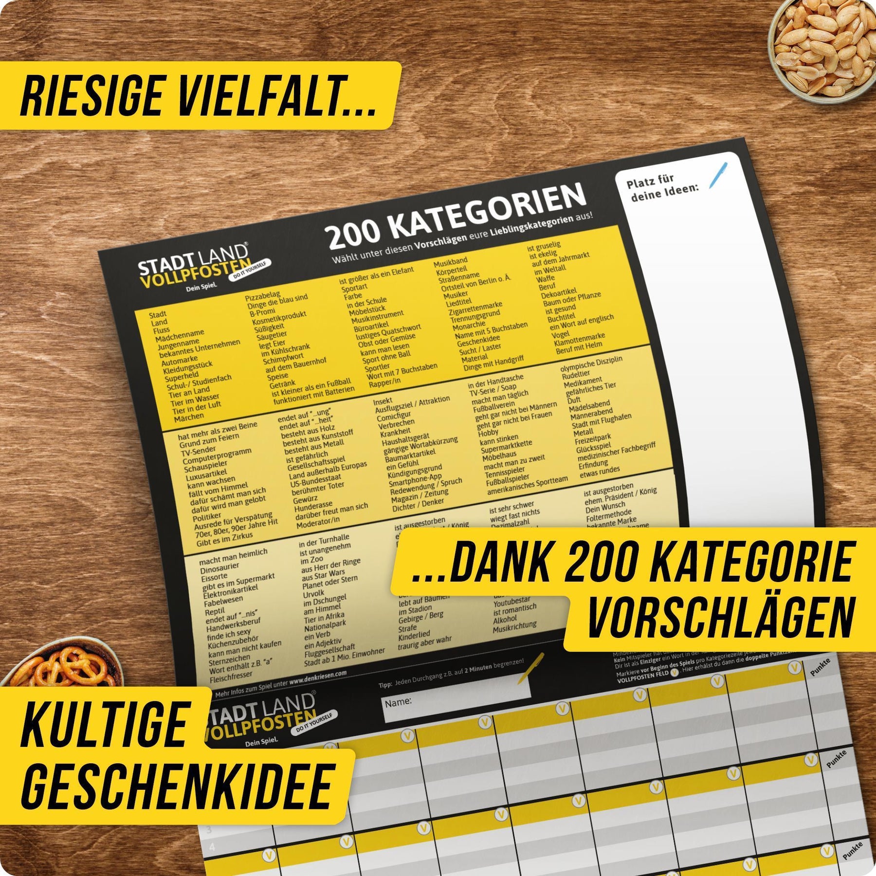Stadt Land Vollpfosten® Spielblock | Do It Yourself Edition